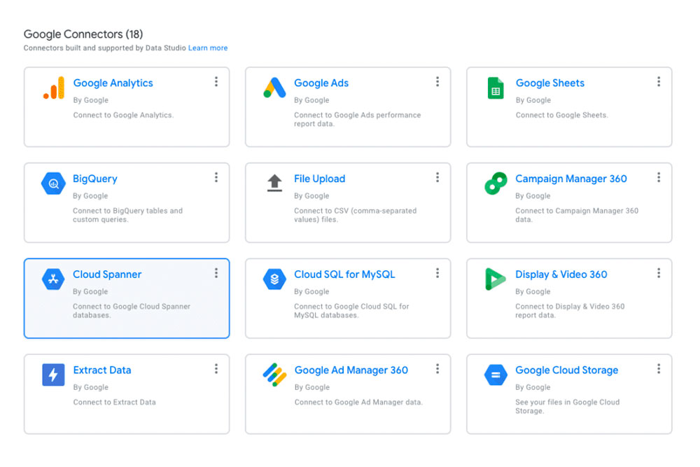Conectores de Google Data Studio